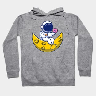 Cute Astronaut With Donut And Coffee On Moon Hoodie